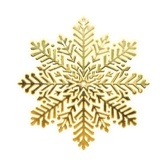 Very realistic golden snowflake, alpha channel, transparent background
