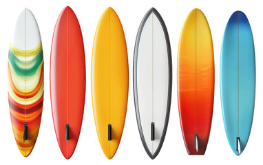 Set of Surf Boards isolated on Transparent background.