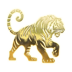 Very realistic golden tiger, alpha channel, transparent background