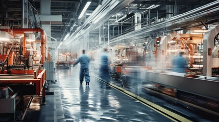 machinery blurred factory interior