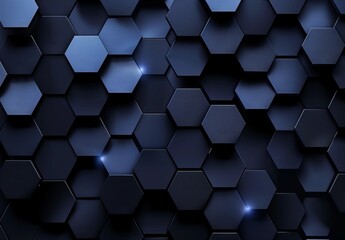 A detailed image of a seamless dark blue hexagonal pattern for a modern and sleek background