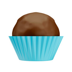 3D Traditional Chocolate Truffle in Paper Wrapper for Birthday Party with Transparent Background