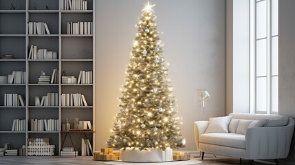 living christmas tree with white lights