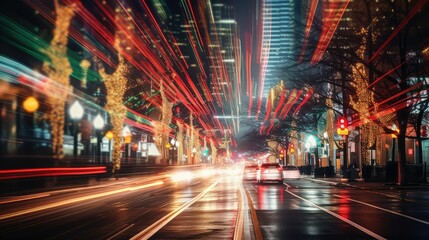 street holiday lights blurred