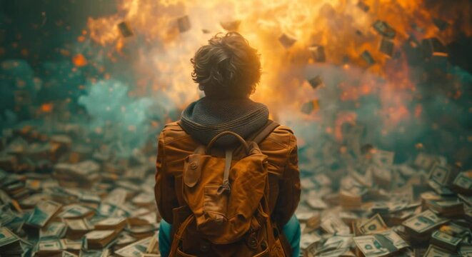 Financial freedom workshop with a motivational speaker, inspiring, photorealistic