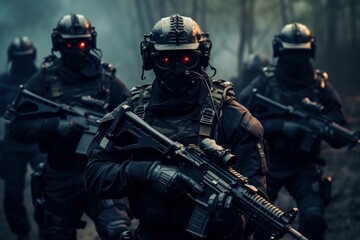 Naklejka premium Resilient Special force soldiers. Military people. Generate Ai