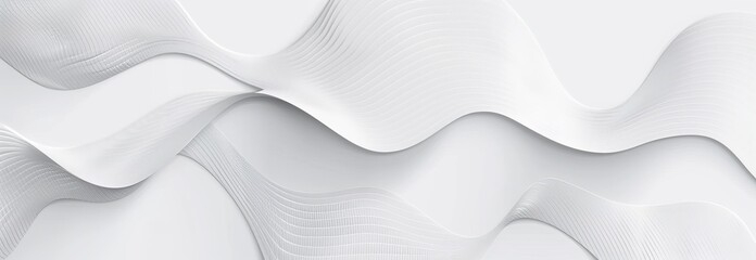 A minimalistic design with a pattern of white abstract rhythmic waves on a pure background