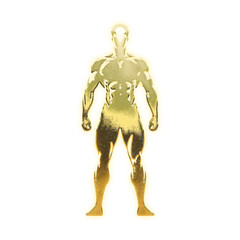 Very realistic golden man warrior, alpha channel, transparent background