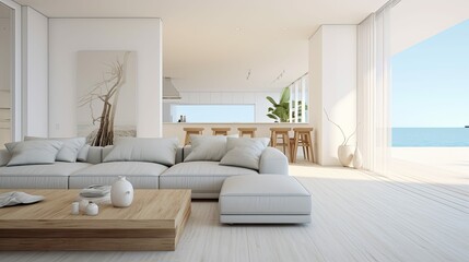 Fototapeta premium living blurred beach home interior
