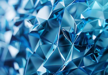 Capturing the exquisite detail, this image presents a 3D crystal structure in various shades of blue, reflecting light and creating depth