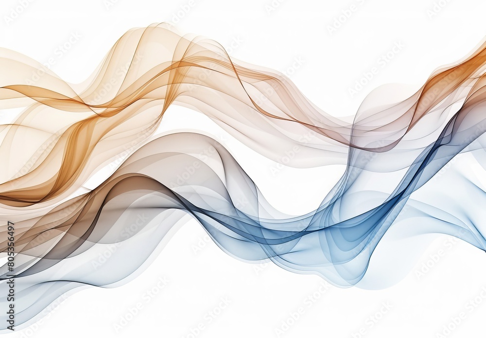 Wall mural This image features soft, flowing abstract waves that resemble smoke, rendered in a soothing palette of brown tones