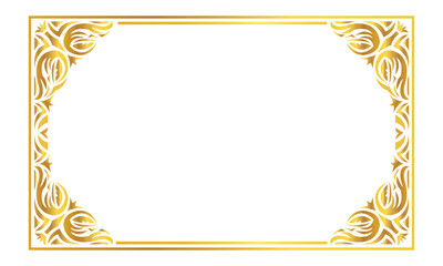 Thai pattern border frame floral golden wedding invitation certificate border design vector