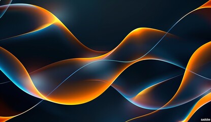 Abstract digital background with smooth orange and yellow waves on a dark backdrop, symbolizing flow and movement
