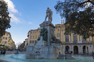 Statue of the Italian Hero Giuseppe Garibaldi on the Place Garibaldi in Nice, France
