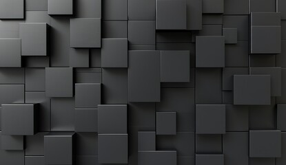 This image shows an intriguing pattern of 3D geometric black boxes that could represent order, structure, and modernity