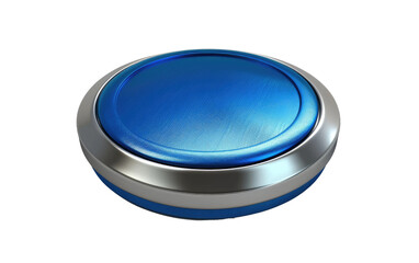 Push control button blue steel technology isolated on Transparent background.