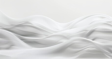 This serene image captures the graceful flow of white fabric, creating a texture that embodies purity and elegance