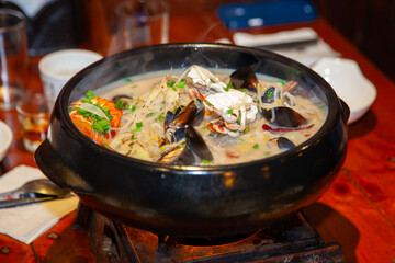 View of the seafood stew