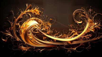Elegant Golden Swirls on a Dark Luxurious Background