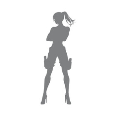 Vector illustration of silhouette of a female warrior
