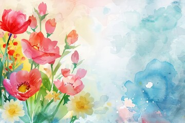 A creative watercolor template showcasing a beautiful spring flowers arrangement sets the tone for a fresh and vibrant display