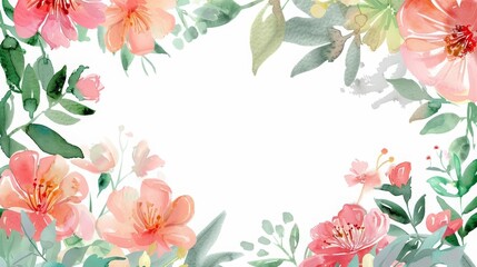 A creative watercolor template of festive floral frame envelops a readytouse card that exudes charm and elegance