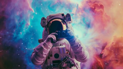astronaut taking photos in space