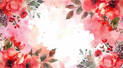 A creative watercolor template of festive floral frame envelops a readytouse card that exudes charm and elegance