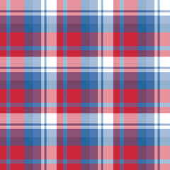 Seamless pattern in fantastic red, dark blue and white colors for plaid, fabric, textile, clothes, tablecloth and other things. Vector image.