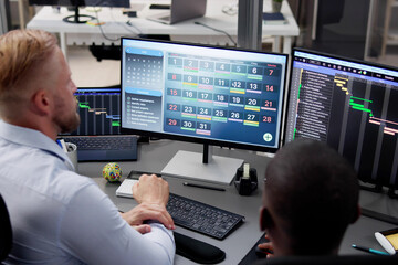 Tech Schedule List On Computer Screen