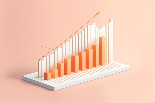 Digital multicolored histogram with a growing business concept Business graphics diagrama isolated.