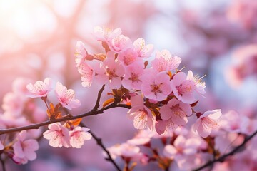 Pristine Spring sakura flowers. Cherry japanese. Generate AI