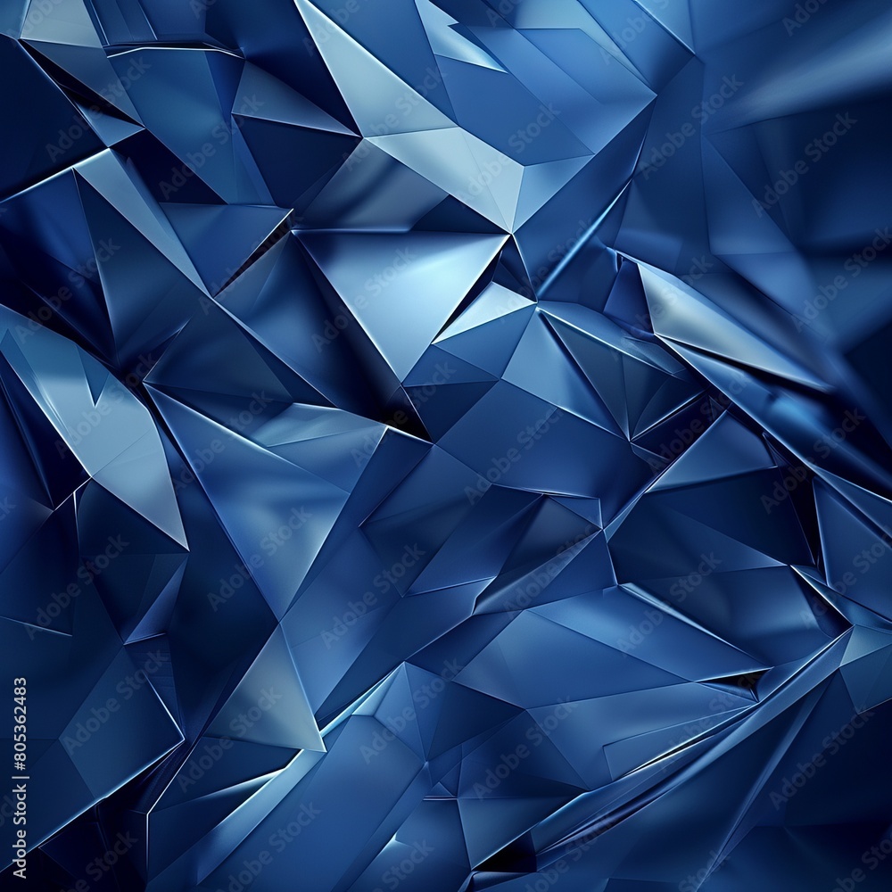 Canvas Prints This image features a complex array of blue geometric shapes resembling crystals or shattered glass