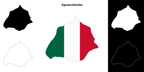 Aguascalientes state outline map set