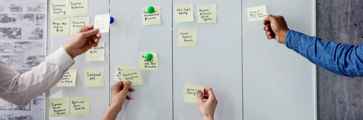 Young agile manager organizing scrum