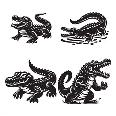 Crocodile silhouette vector icon graphic logo design ai generative