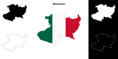 Michoacan state outline map set