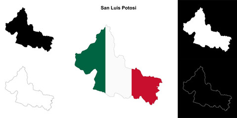 San Luis Potosi state outline map set