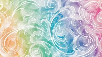 colorful rainbow pastel floral pattern background wallpaper for phone white swirls and patterns in the style of different artists.