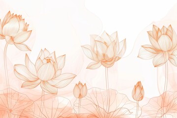 Gold colored lotus flowers and leaves against a white background, embodying purity and enlightenment