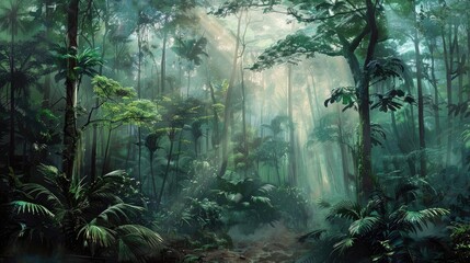Borneo rain forest trees jungle tropical land
