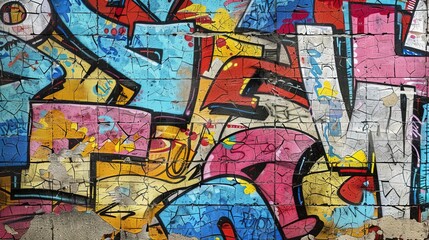 Fototapeta premium Seamless graffiti pattern. Abstract art, street art culture, and urban design inspiration. 