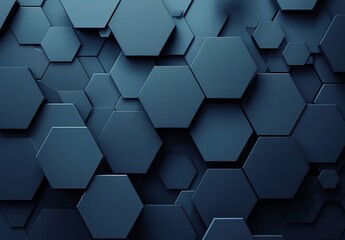 A dark-blue-hued hexagonal pattern creates a dynamic and modern textured surface representing connectivity and structure