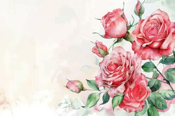 Celebrate Mothers Day with a creative watercolor template that includes elegant roses and heartfelt greetings in a soothing palette