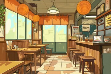 Cafe Ramen Anime Background Retro Vintage 70S