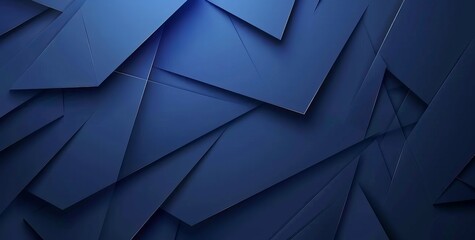 The image showcases a dynamic and modern abstract design created by overlapping geometric paper shapes in various tones of blue