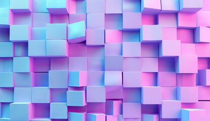 Stunning digital image boasting a lattice of 3D cubes in soft pastel shades of violet and blue, forming a contemporary geometric pattern