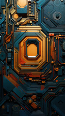 Abstract Art Oil Painting Background of A Vibrant Circuit Board Pattern