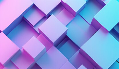 A visually stunning 3D geometric wallpaper that features a vibrant mix of pink and blue shapes interlocked in a dynamic, modern design
