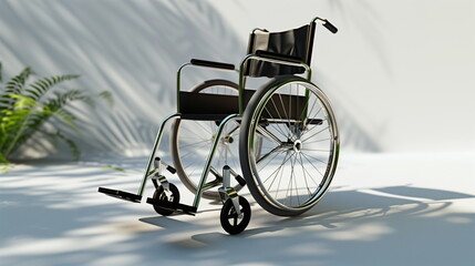 Wheelchair for patients : Medical equipment. AI Generative.